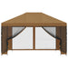 Tuin Gazebo met Zijwanden 4 × 3 m Beige Polyester en staal