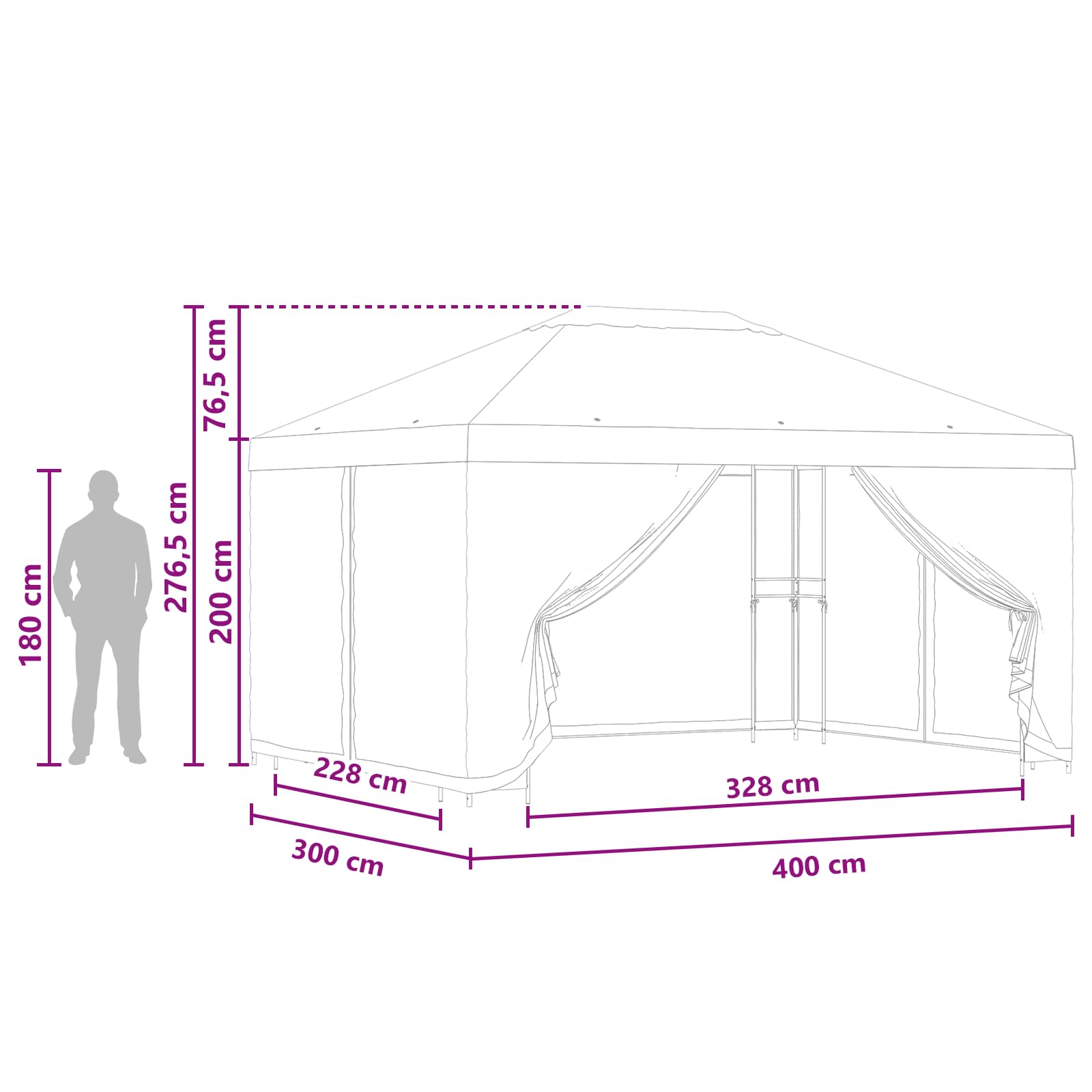 Tuin Gazebo met Zijwanden 4 × 3 m Beige Polyester en staal