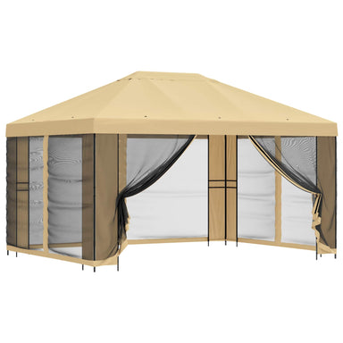 Tuin Gazebo met Zijwanden 4 × 3 m Crèmekleurig