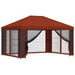 Paviljoen met zijwanden 4 × 3 m Terracotta Polyester en staal