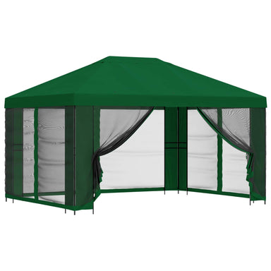 Tuin Gazebo met Zijwanden 4 × 3 m Groen Polyester en staal