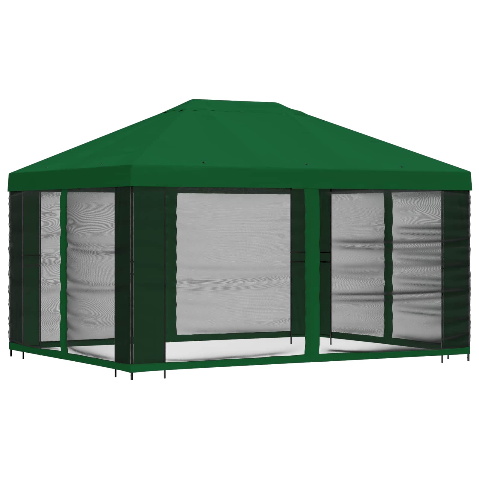 Tuin Gazebo met Zijwanden 4 × 3 m Groen Polyester en staal