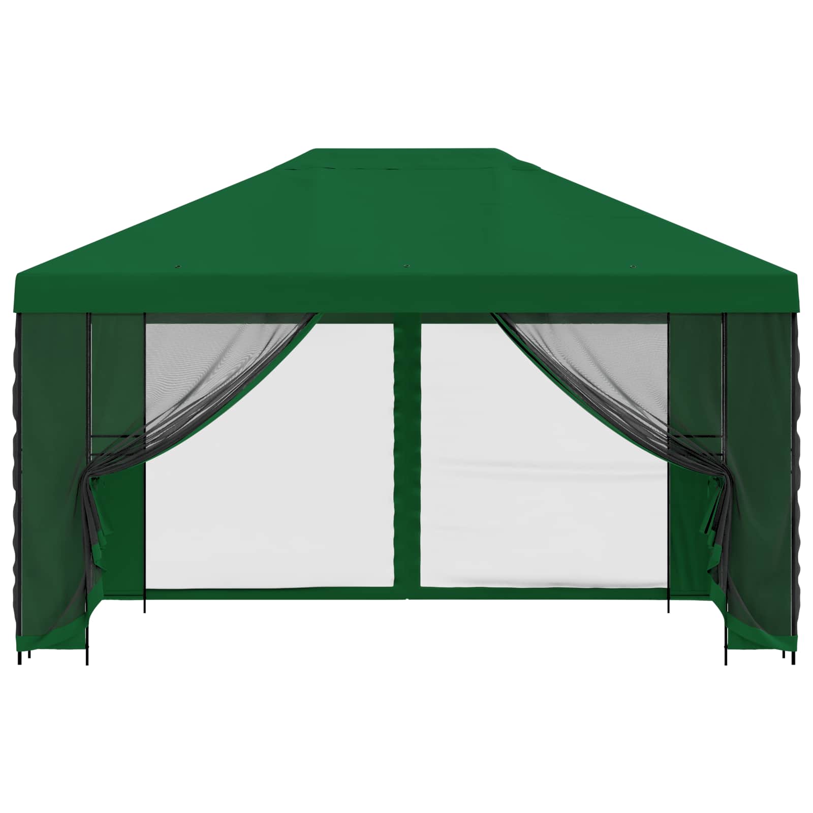 Tuin Gazebo met Zijwanden 4 × 3 m Groen Polyester en staal