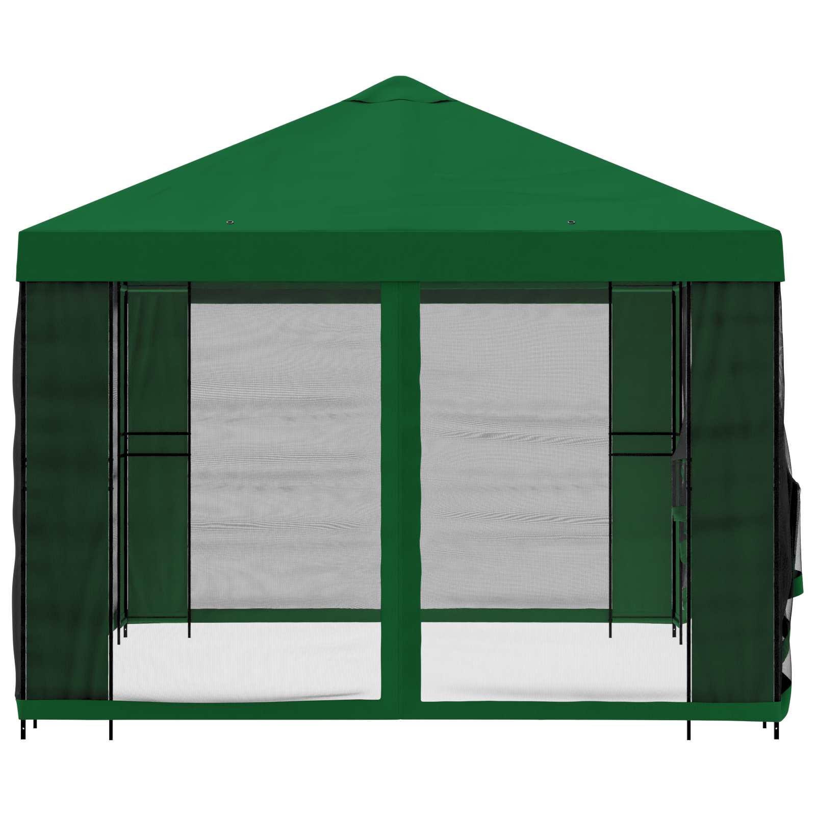 Tuin Gazebo met Zijwanden 4 × 3 m Groen Polyester en staal