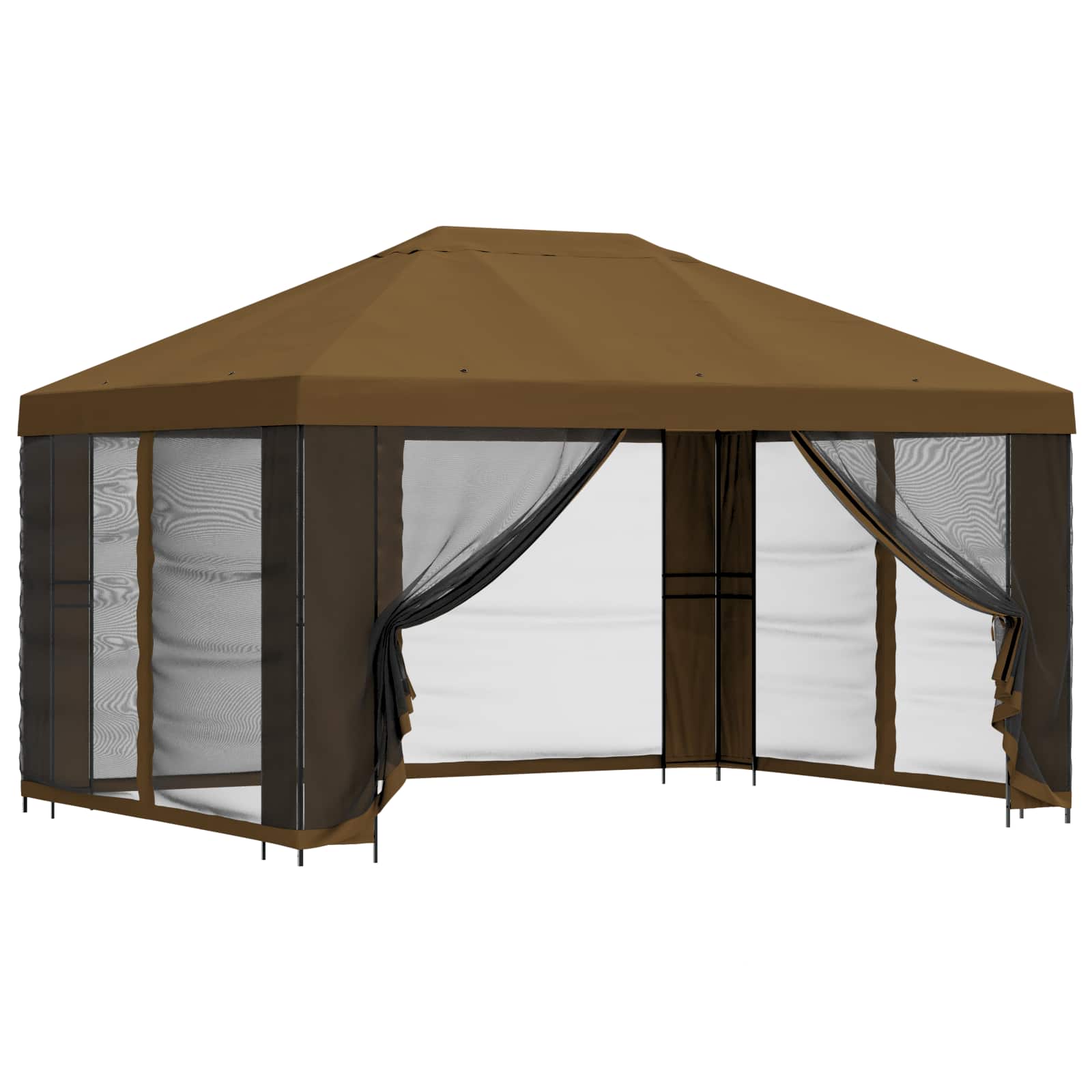 Tuin Gazebo met Zijwanden 4 × 3 m Taupe Polyester en staal