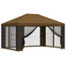 Tuin Gazebo met Zijwanden 4 × 3 m Taupe Polyester en staal