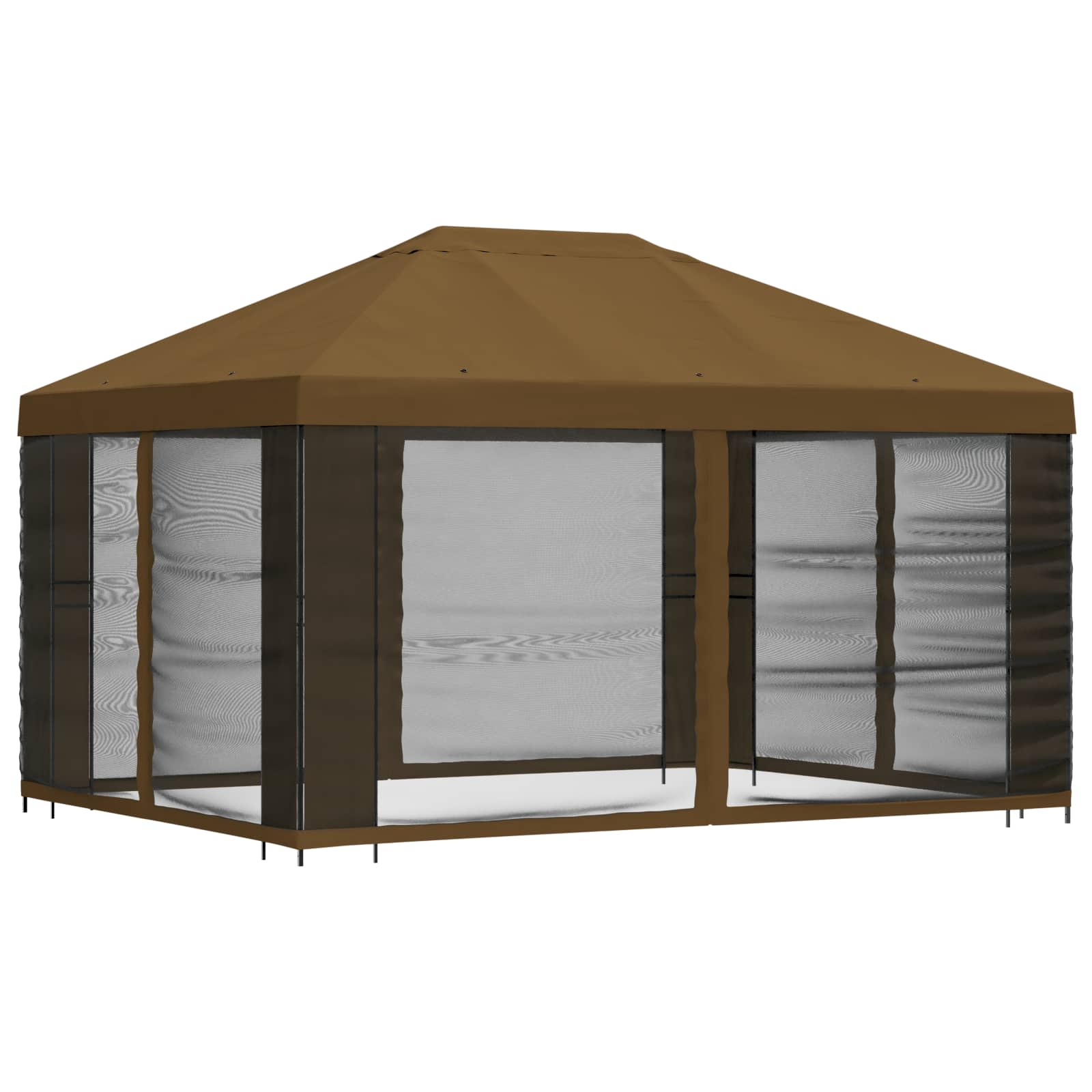Tuin Gazebo met Zijwanden 4 × 3 m Taupe Polyester en staal