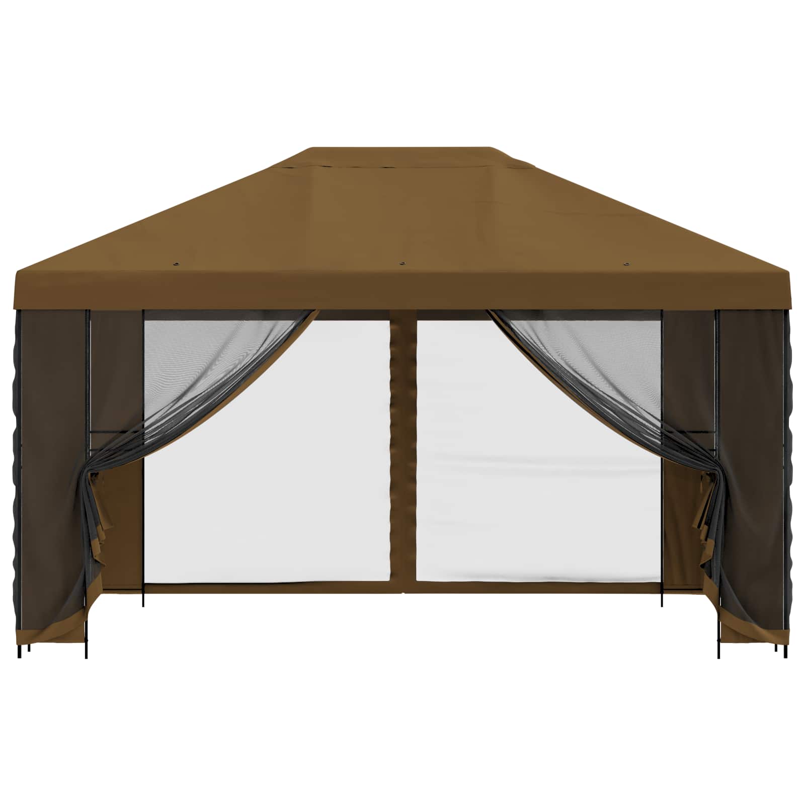 Tuin Gazebo met Zijwanden 4 × 3 m Taupe Polyester en staal