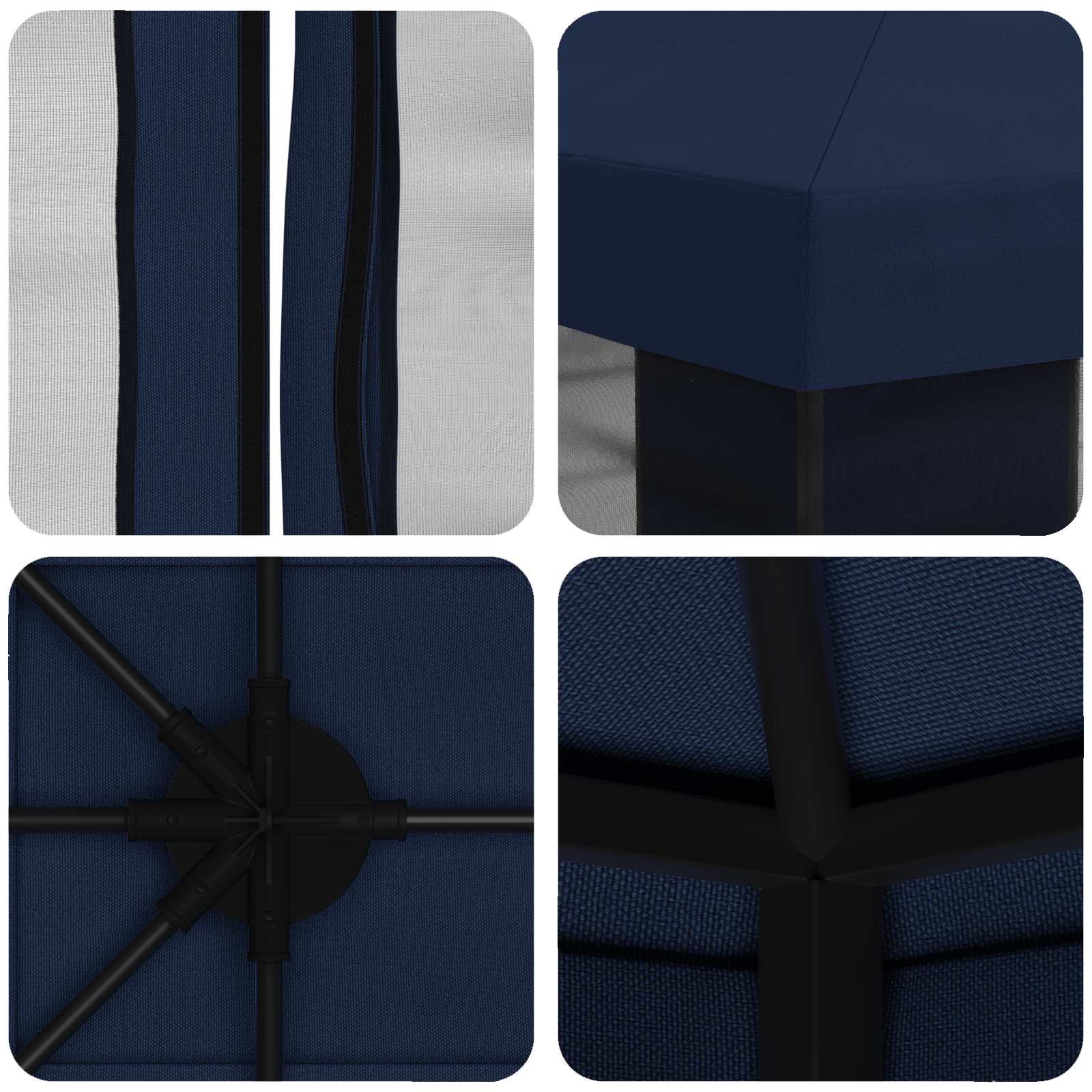 Tuin Gazebo met Zijwanden 4 × 3 m Blauw Polyester en staal
