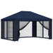 Tuin Gazebo met Zijwanden 4 × 3 m Blauw Polyester en staal