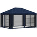 Tuin Gazebo met Zijwanden 4 × 3 m Blauw Polyester en staal