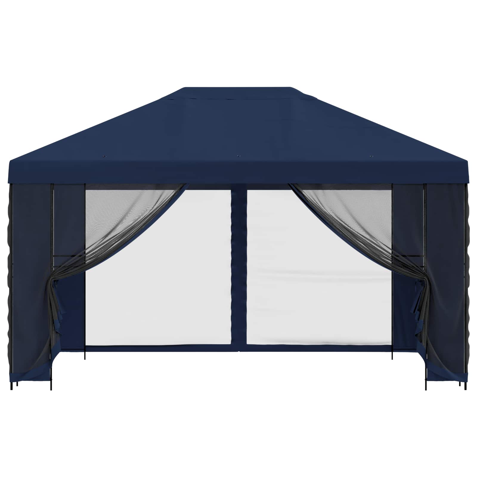 Tuin Gazebo met Zijwanden 4 × 3 m Blauw Polyester en staal