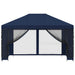 Tuin Gazebo met Zijwanden 4 × 3 m Blauw Polyester en staal