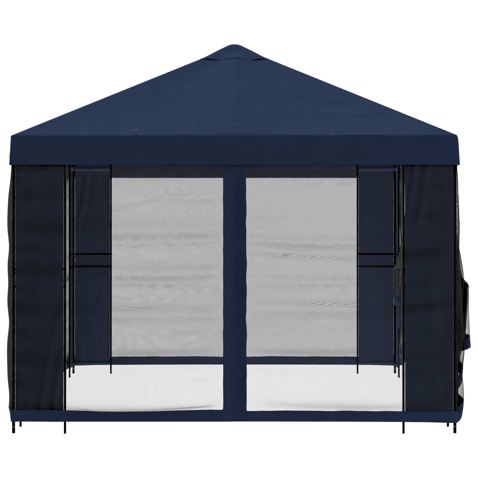 Tuin Gazebo met Zijwanden 4 × 3 m Blauw Polyester en staal