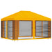 Tuin Gazebo met Zijwanden 4 × 3 m Geel Polyester en staal