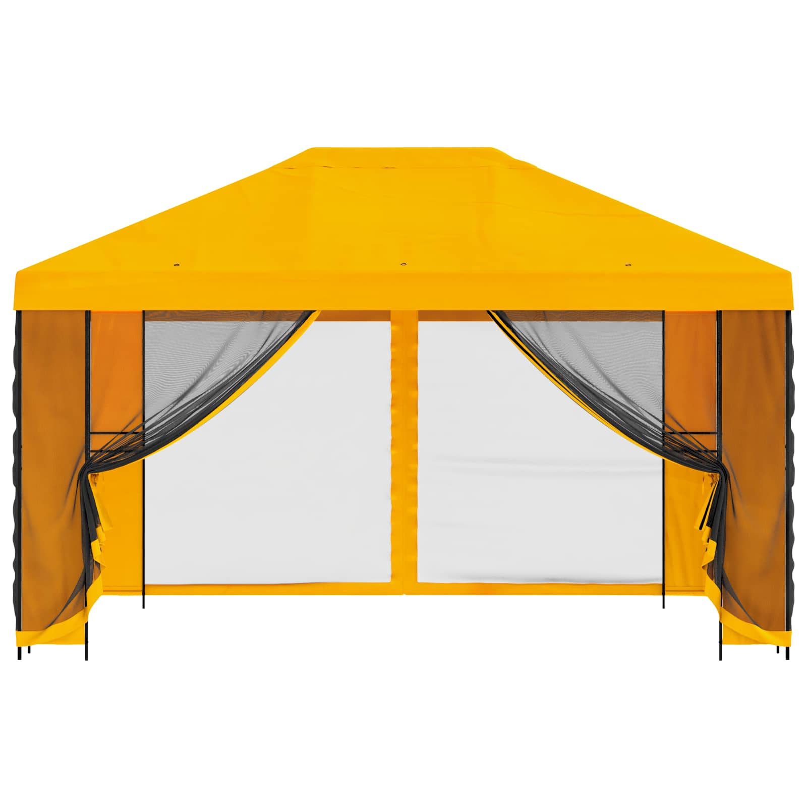 Tuin Gazebo met Zijwanden 4 × 3 m Geel Polyester en staal