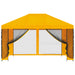Tuin Gazebo met Zijwanden 4 × 3 m Geel Polyester en staal