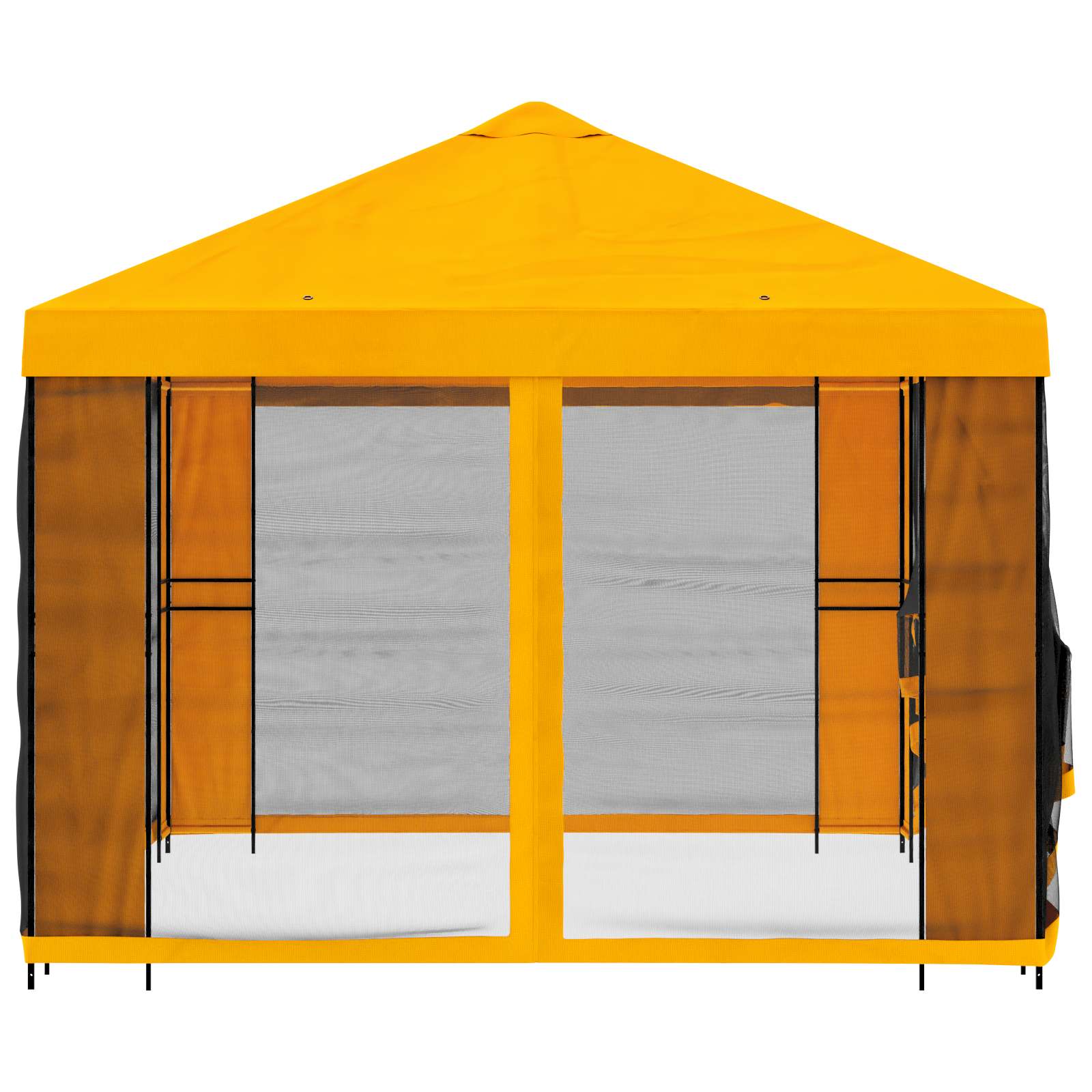 Tuin Gazebo met Zijwanden 4 × 3 m Geel Polyester en staal