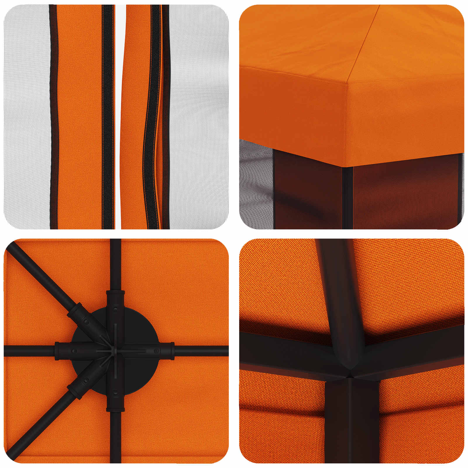 Tuin Gazebo met Zijwanden 4 × 3 m Oranje Polyester en staal