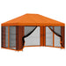 Tuin Gazebo met Zijwanden 4 × 3 m Oranje Polyester en staal