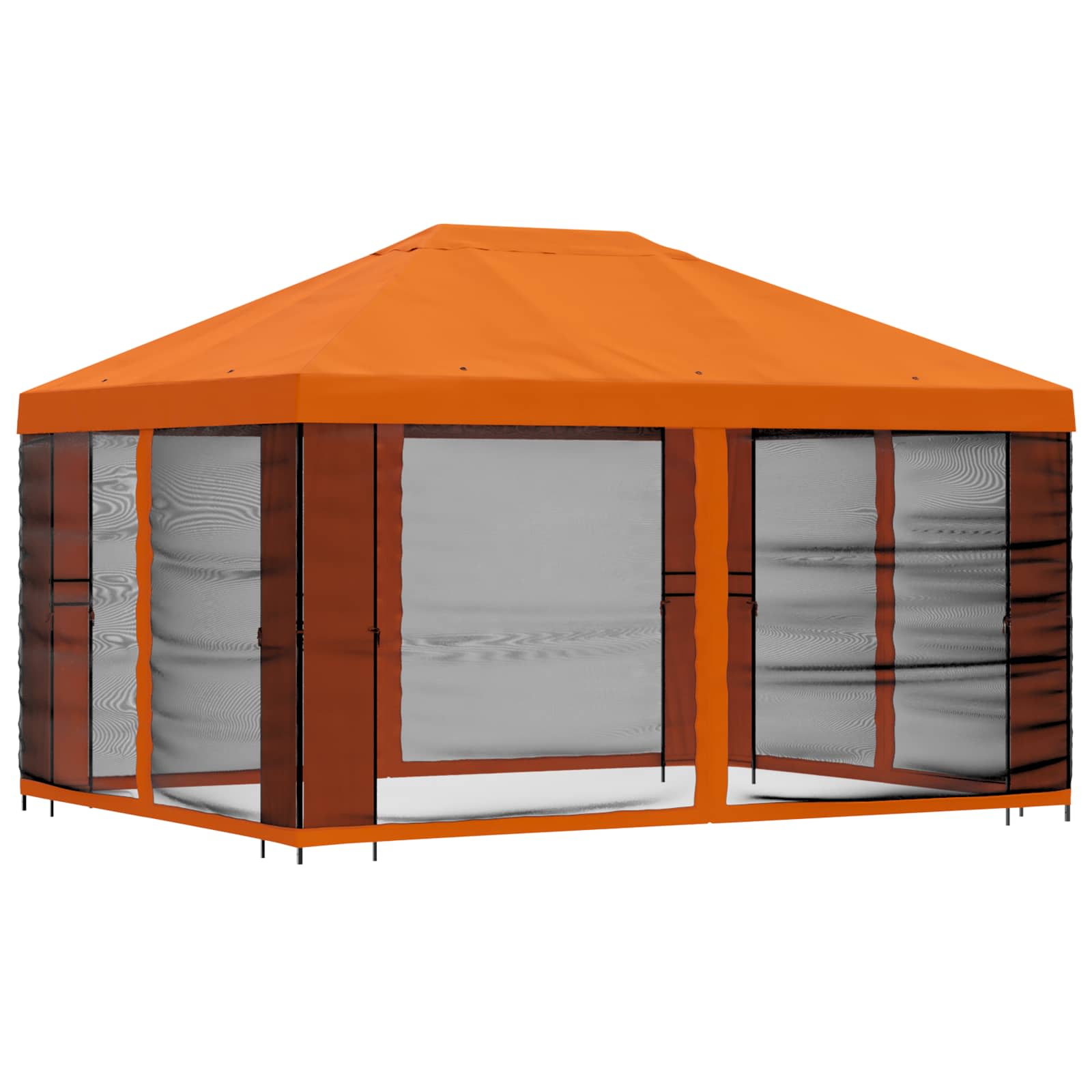Tuin Gazebo met Zijwanden 4 × 3 m Oranje Polyester en staal