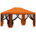Tuin Gazebo met Zijwanden 4 × 3 m Oranje Polyester en staal