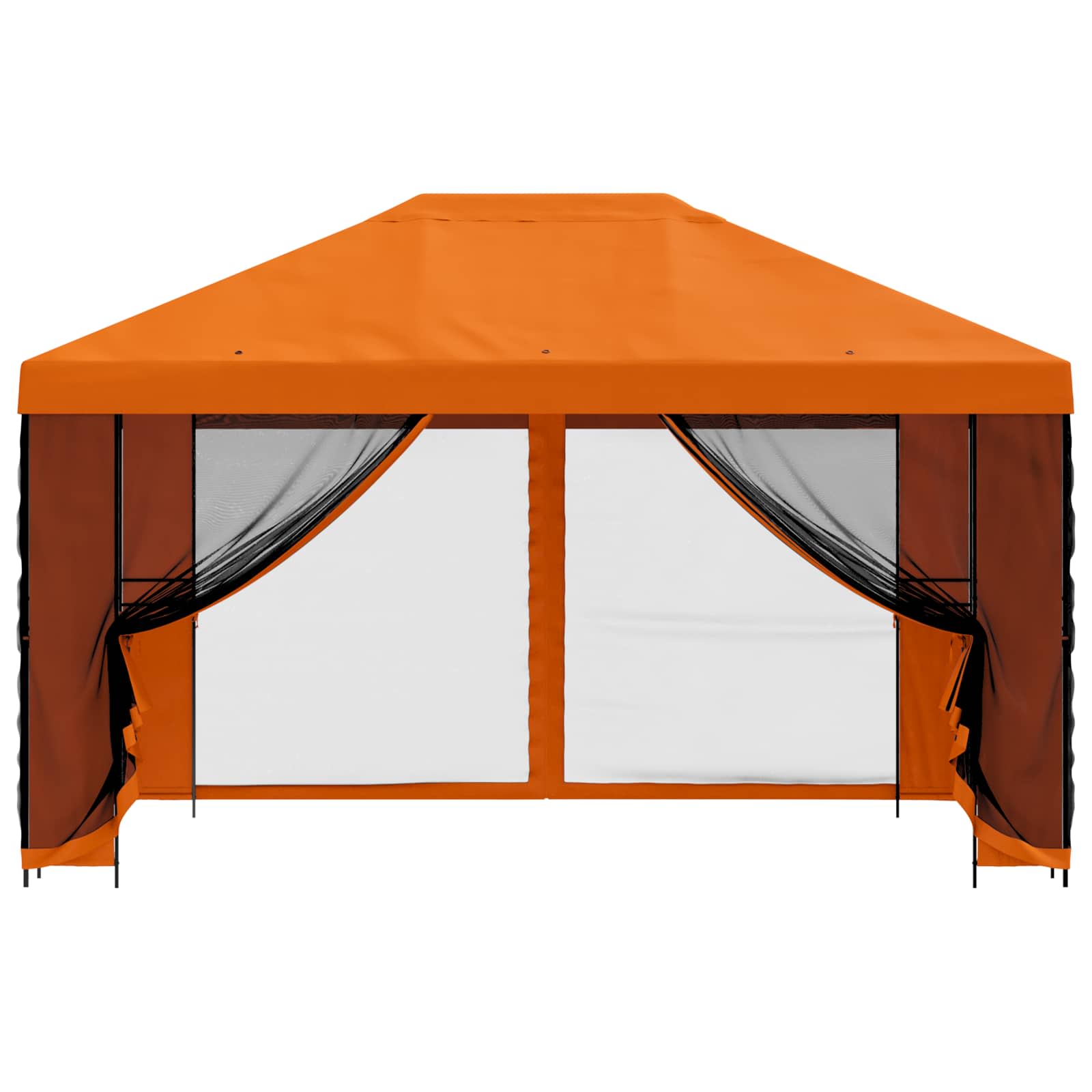 Tuin Gazebo met Zijwanden 4 × 3 m Oranje Polyester en staal
