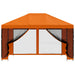 Tuin Gazebo met Zijwanden 4 × 3 m Oranje Polyester en staal