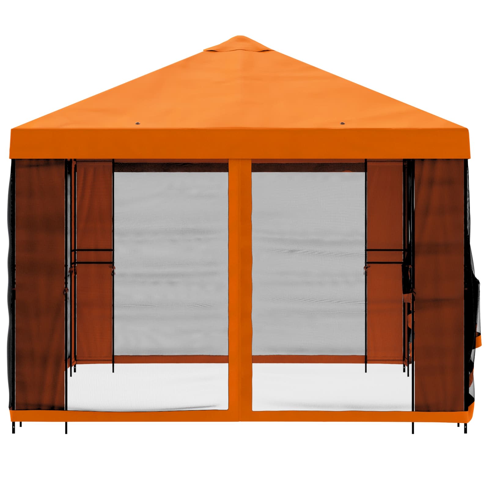 Tuin Gazebo met Zijwanden 4 × 3 m Oranje Polyester en staal