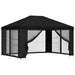 Paviljoen met zijwanden 4 × 3 m Zwart Polyester en staal