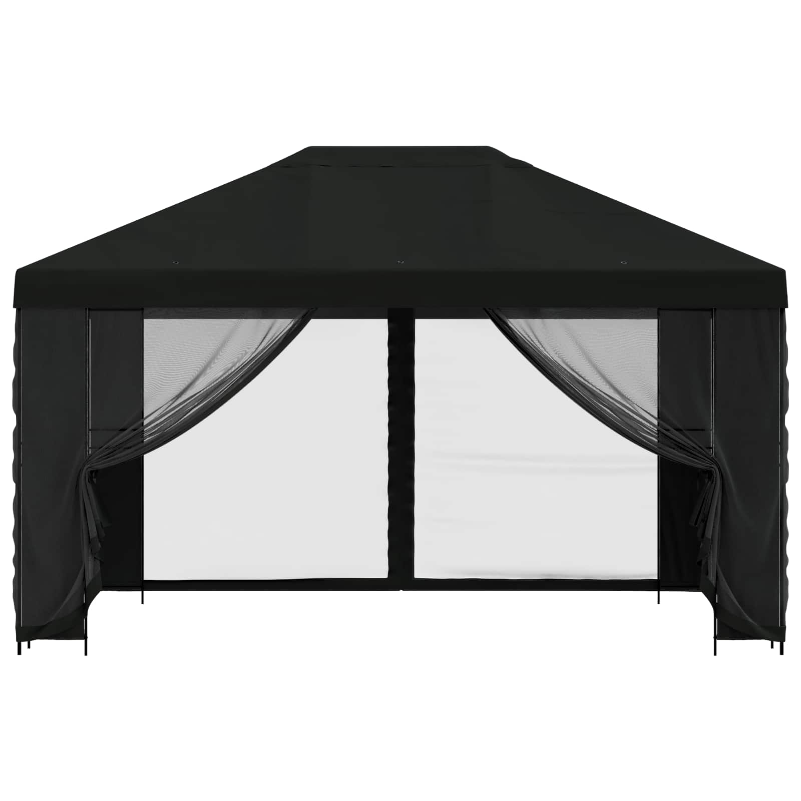 Paviljoen met zijwanden 4 × 3 m Zwart Polyester en staal