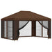 Tuin Gazebo met Zijwanden 4 × 3 m Bruin Polyester en staal