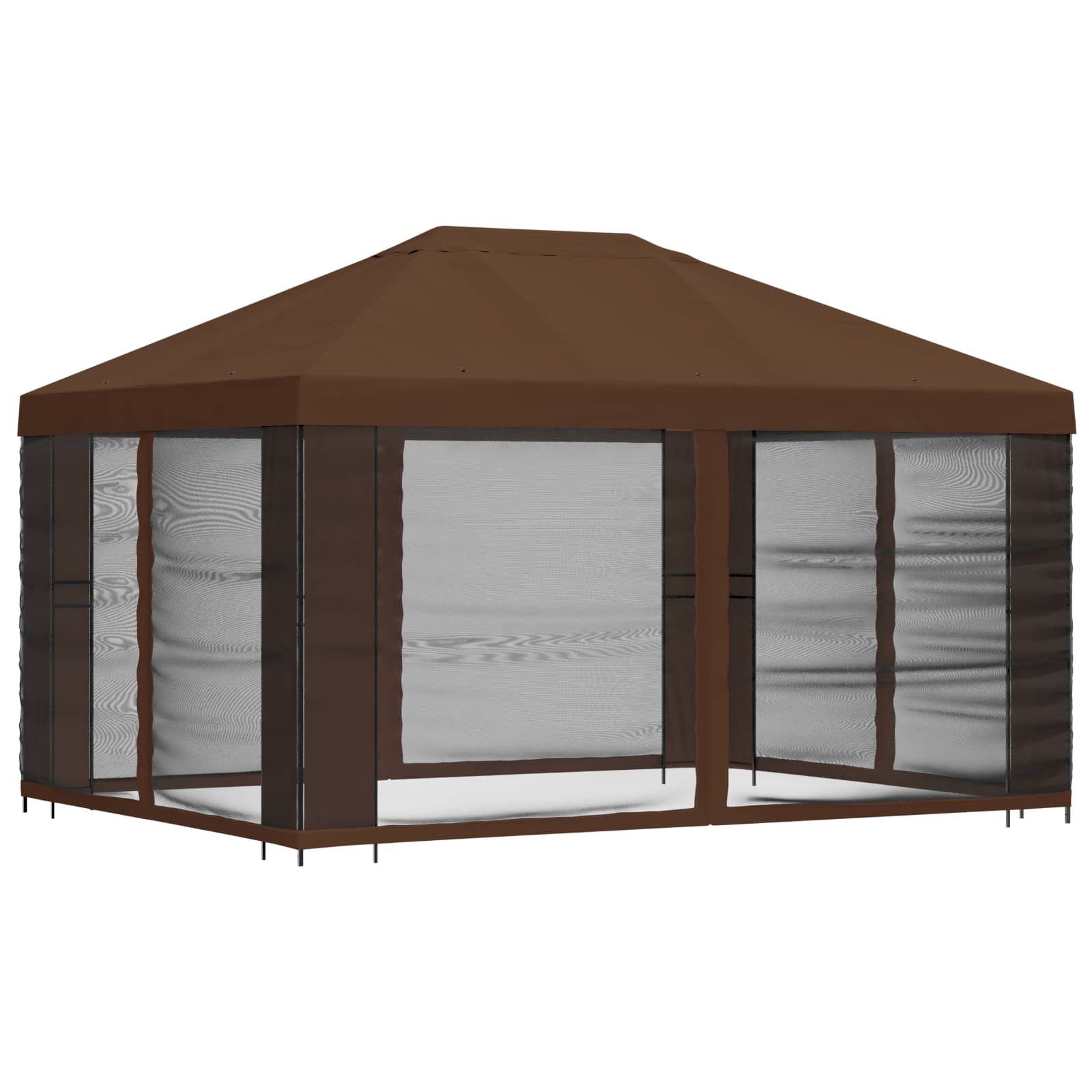 Tuin Gazebo met Zijwanden 4 × 3 m Bruin Polyester en staal