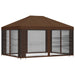 Tuin Gazebo met Zijwanden 4 × 3 m Bruin Polyester en staal
