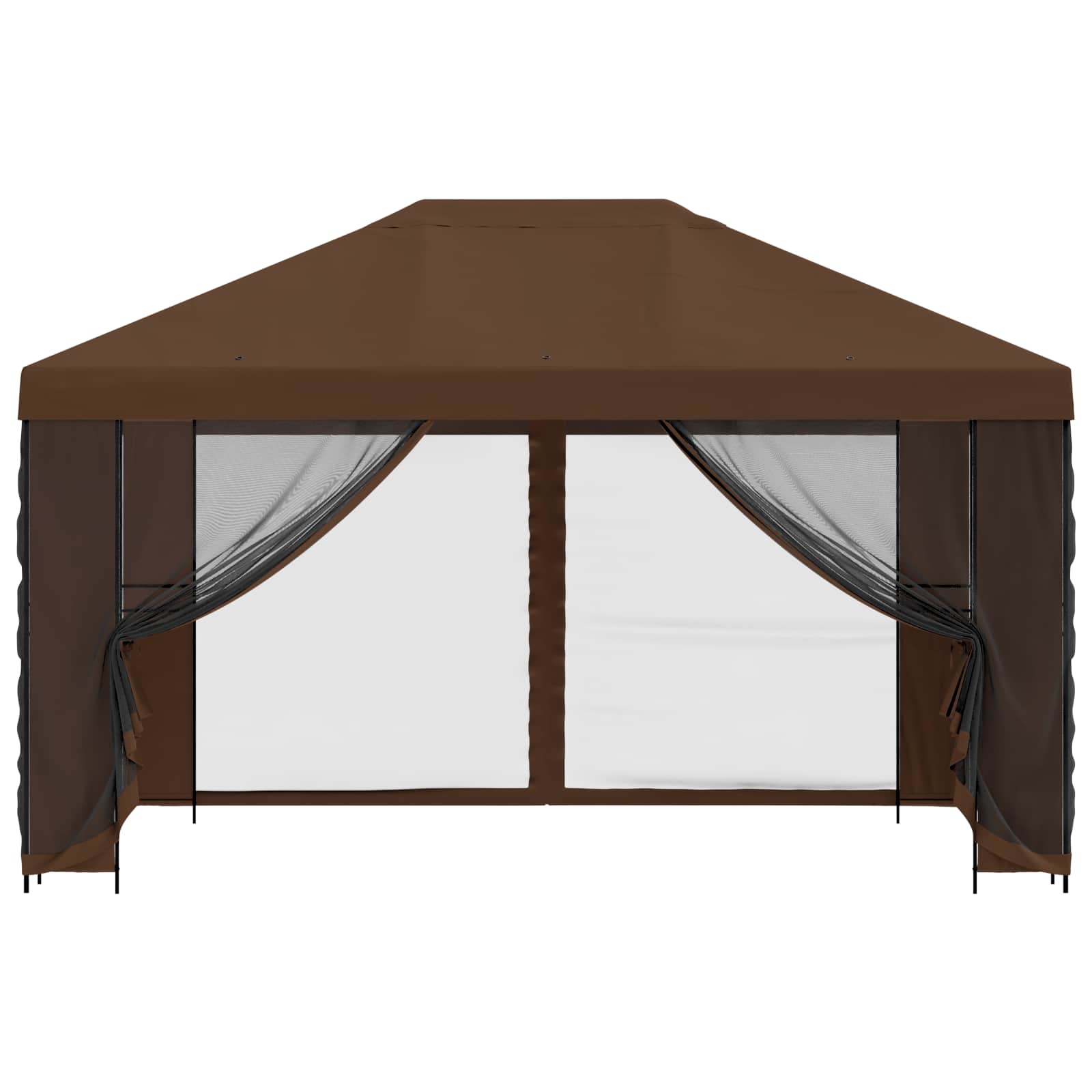 Tuin Gazebo met Zijwanden 4 × 3 m Bruin Polyester en staal