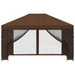 Tuin Gazebo met Zijwanden 4 × 3 m Bruin Polyester en staal