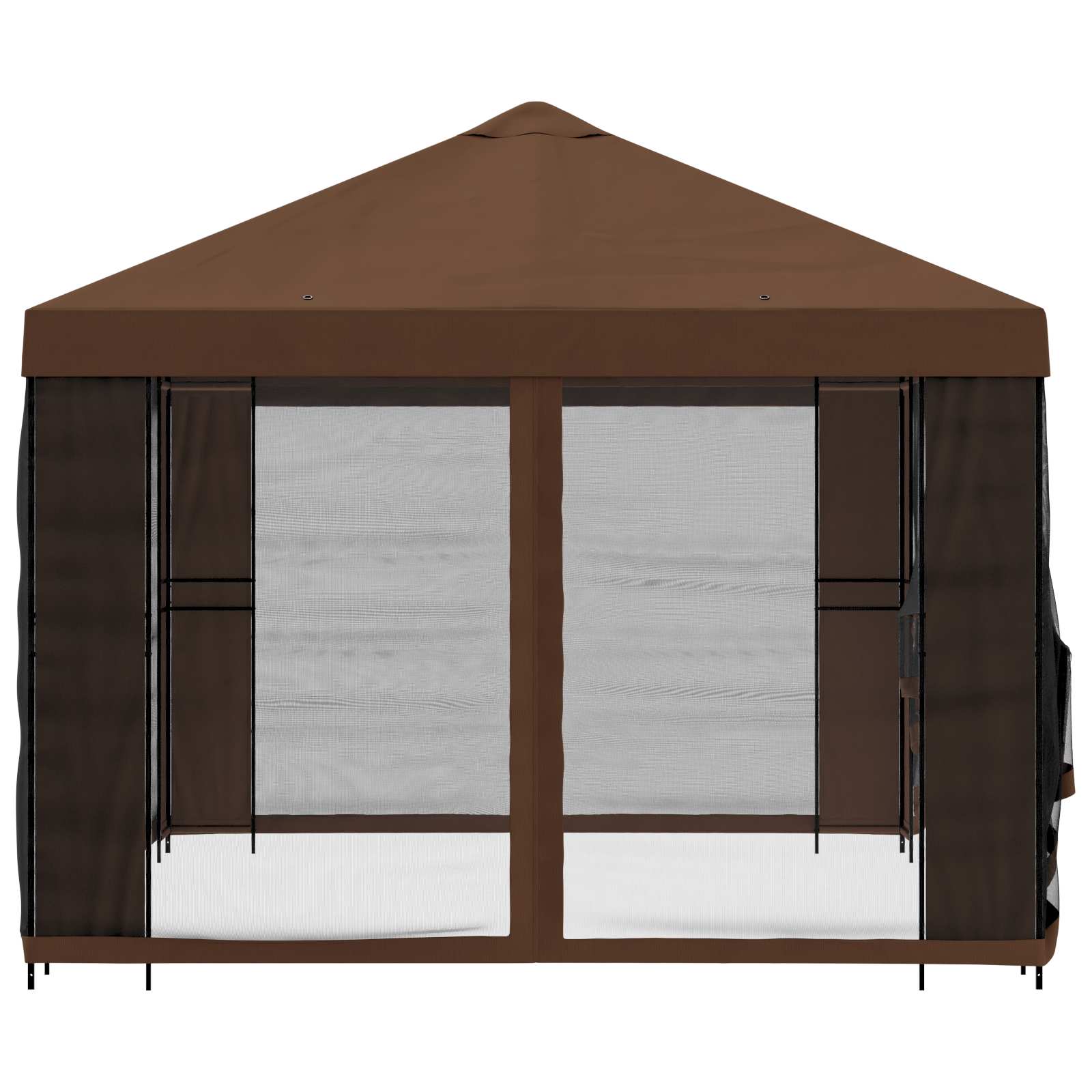 Tuin Gazebo met Zijwanden 4 × 3 m Bruin Polyester en staal