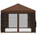 Tuin Gazebo met Zijwanden 4 × 3 m Bruin Polyester en staal