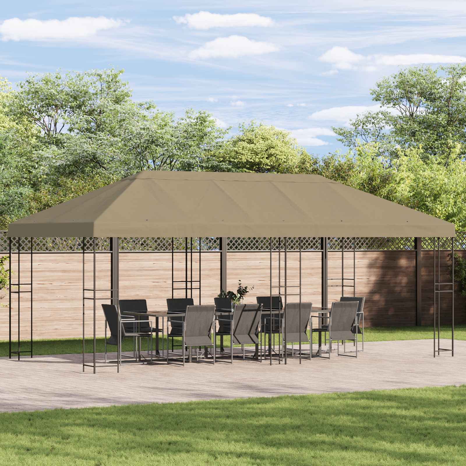 Gazebo Luifel Dekking 6 x 3 m Beige Polyester 190 gsm
