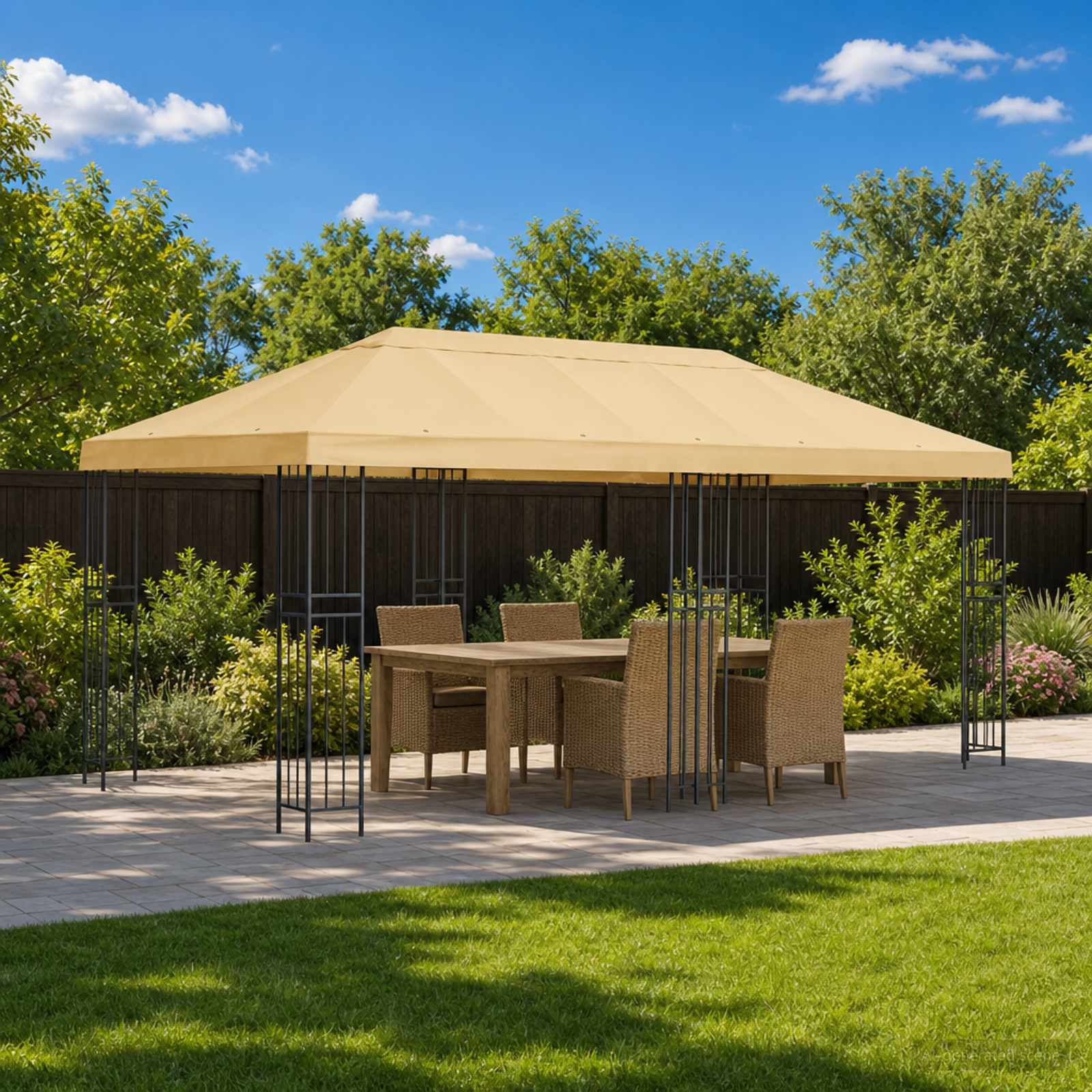 Gazebo Luifel Dekking 6 x 3 m Crèmekleurig Polyester 190 gsm