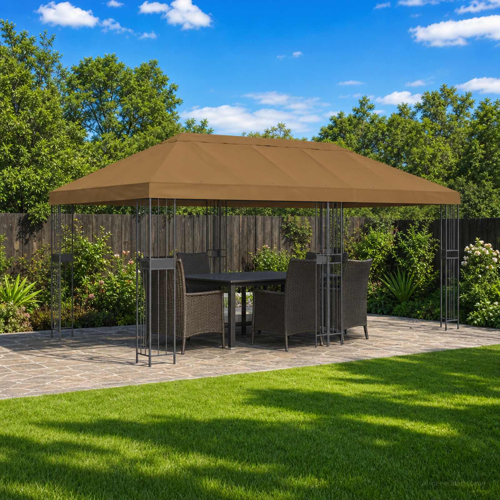 Gazebo Luifel Dekking 6 x 3 m Taupe Polyester 190 gsm