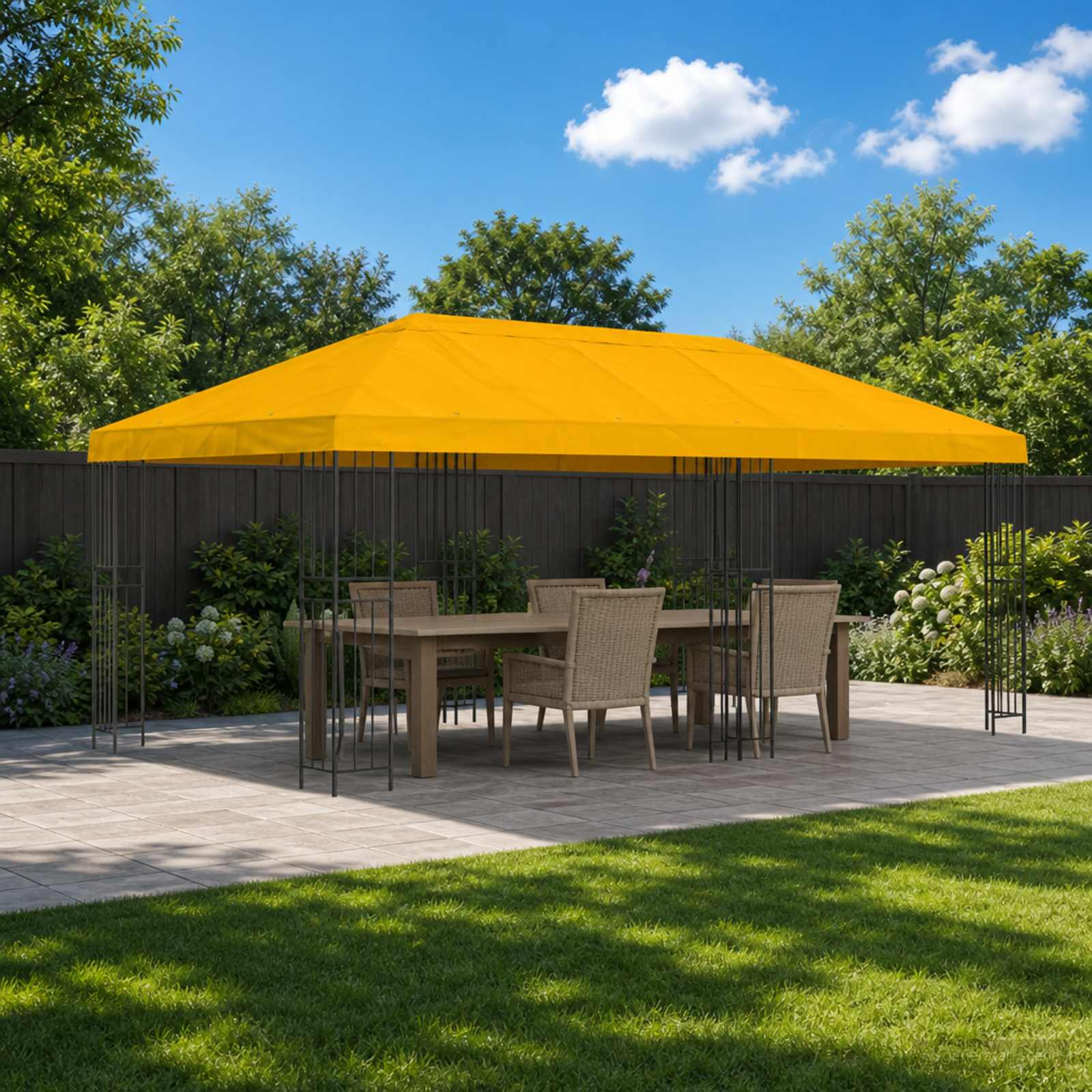 Gazebo Luifel Dekking 6 x 3 m Geel Polyester 190 gsm