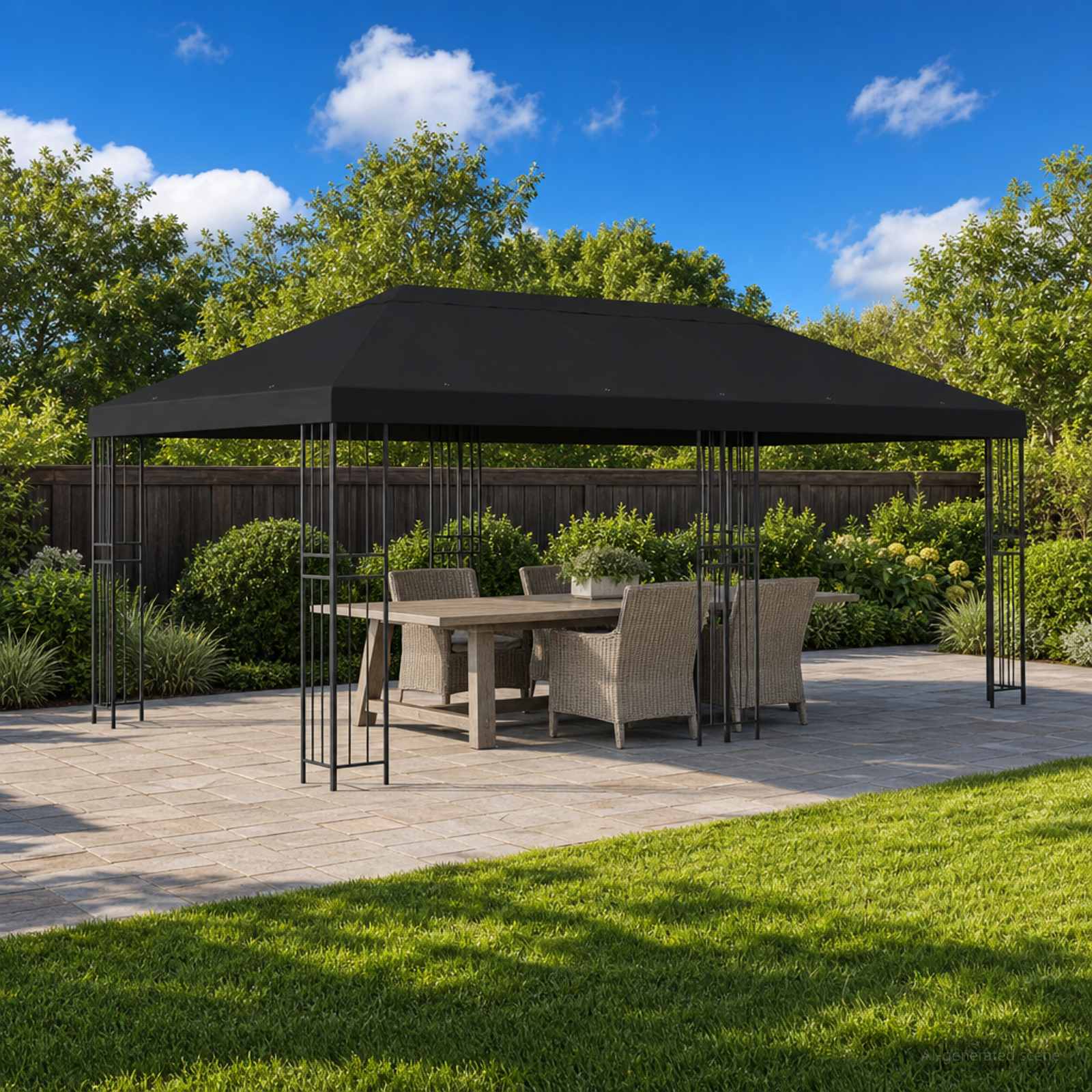 Gazebo Luifel Dekking 6 x 3 m Zwart Polyester 190 gsm