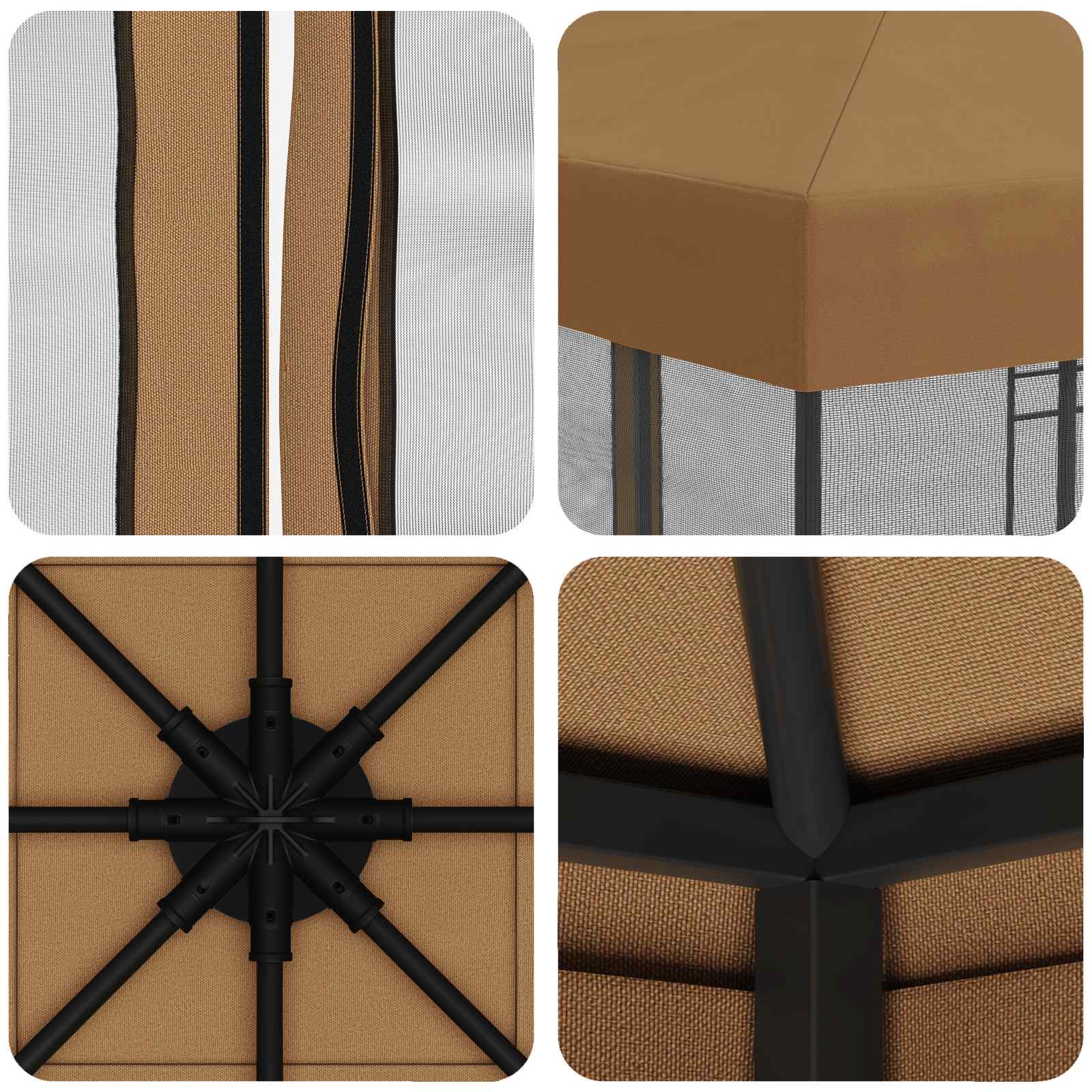 Gazebo Hoes met Zijwanden 6 x 3 m Beige Polyester 190 gsm