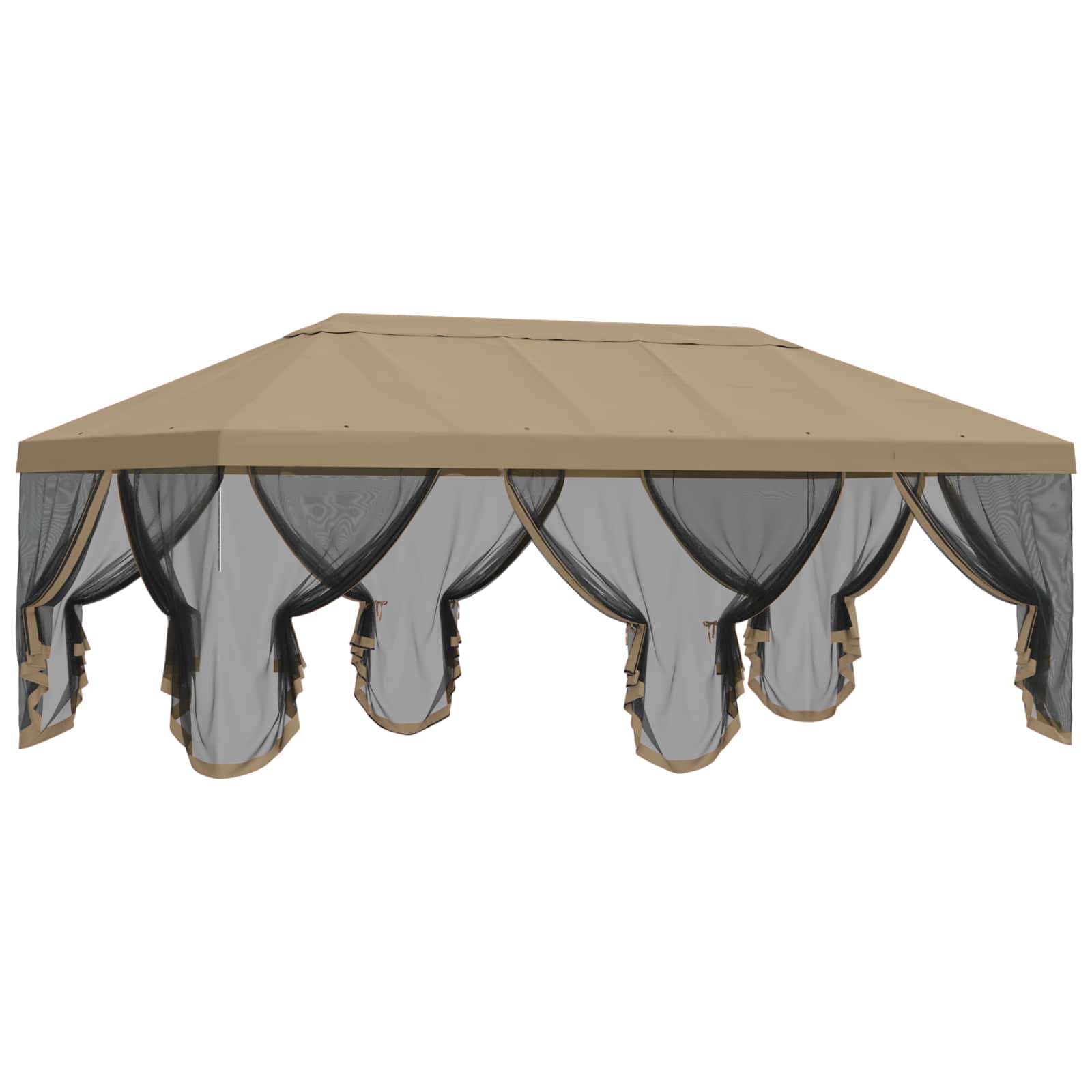 Gazebo Hoes met Zijwanden 6 x 3 m Beige Polyester 190 gsm