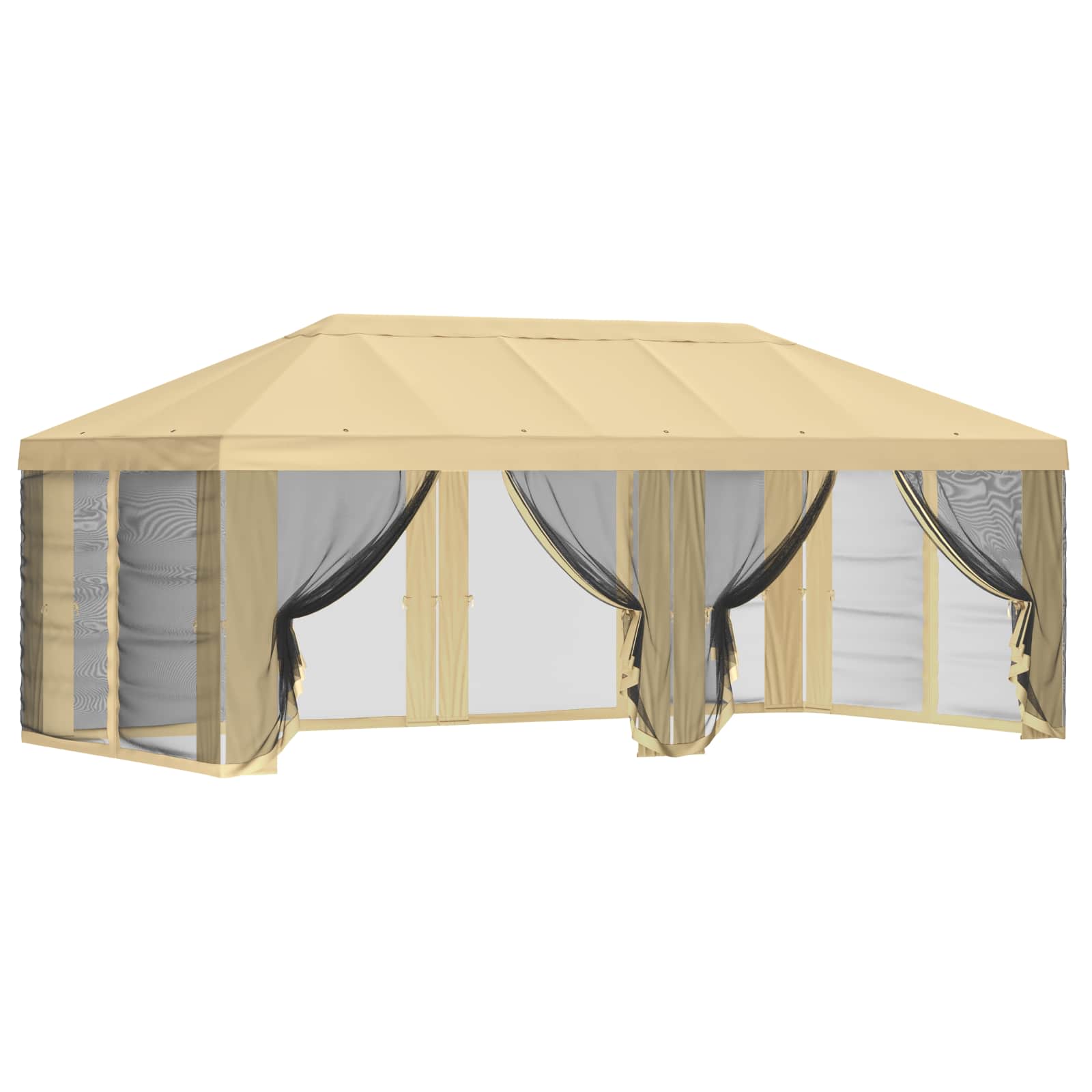 Gazebo Hoes met Zijwanden 6 x 3 m Crèmekleurig Polyester