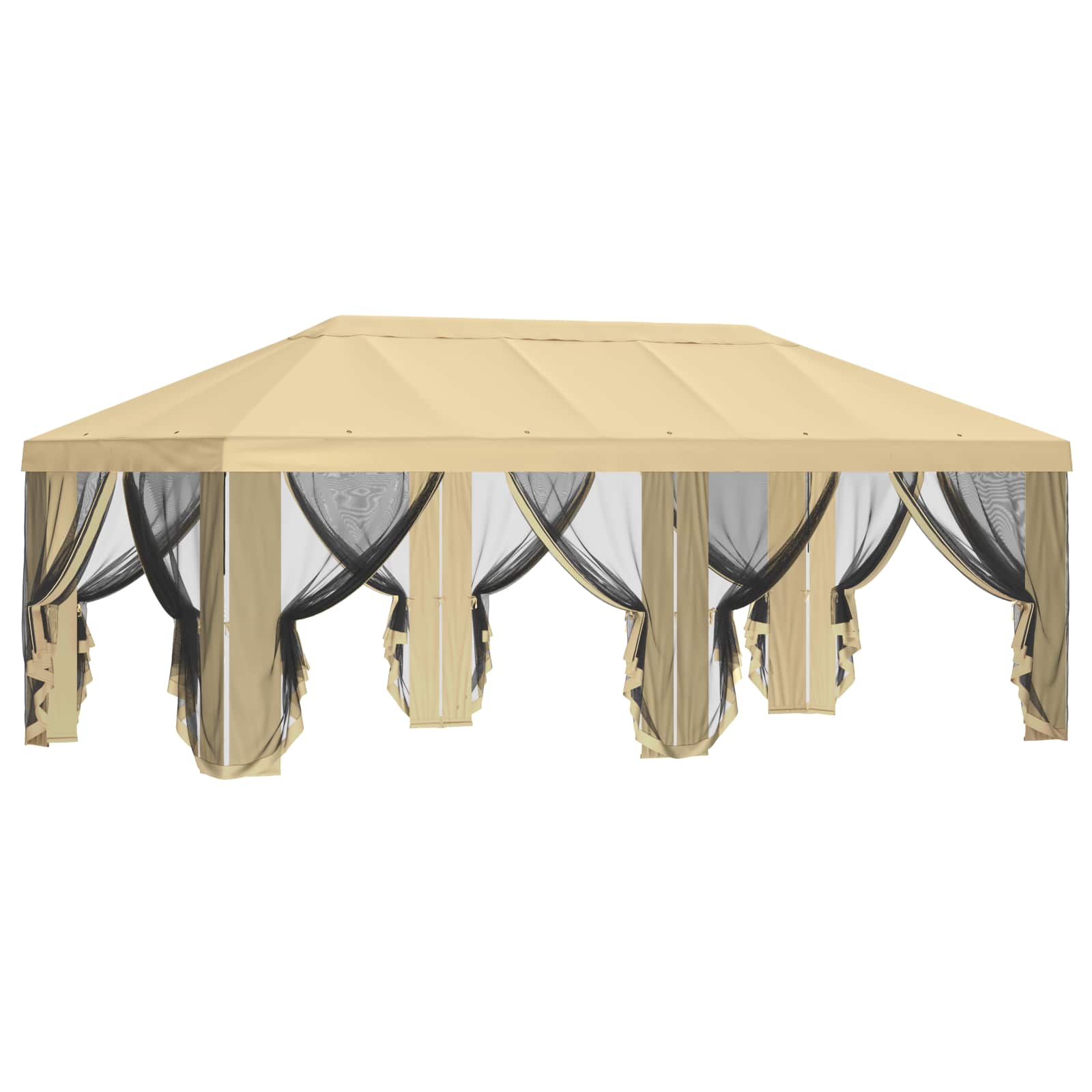 Gazebo Hoes met Zijwanden 6 x 3 m Crèmekleurig Polyester