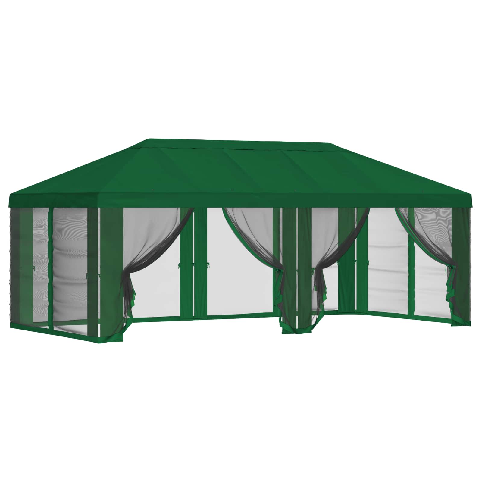 Gazebo Hoes met Zijwanden 6 x 3 m Groen Polyester 190 gsm