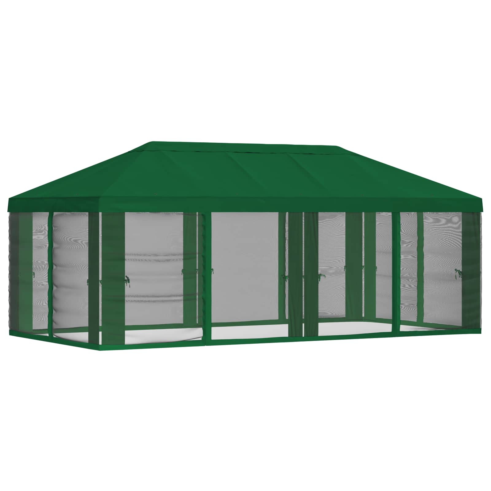Gazebo Hoes met Zijwanden 6 x 3 m Groen Polyester 190 gsm