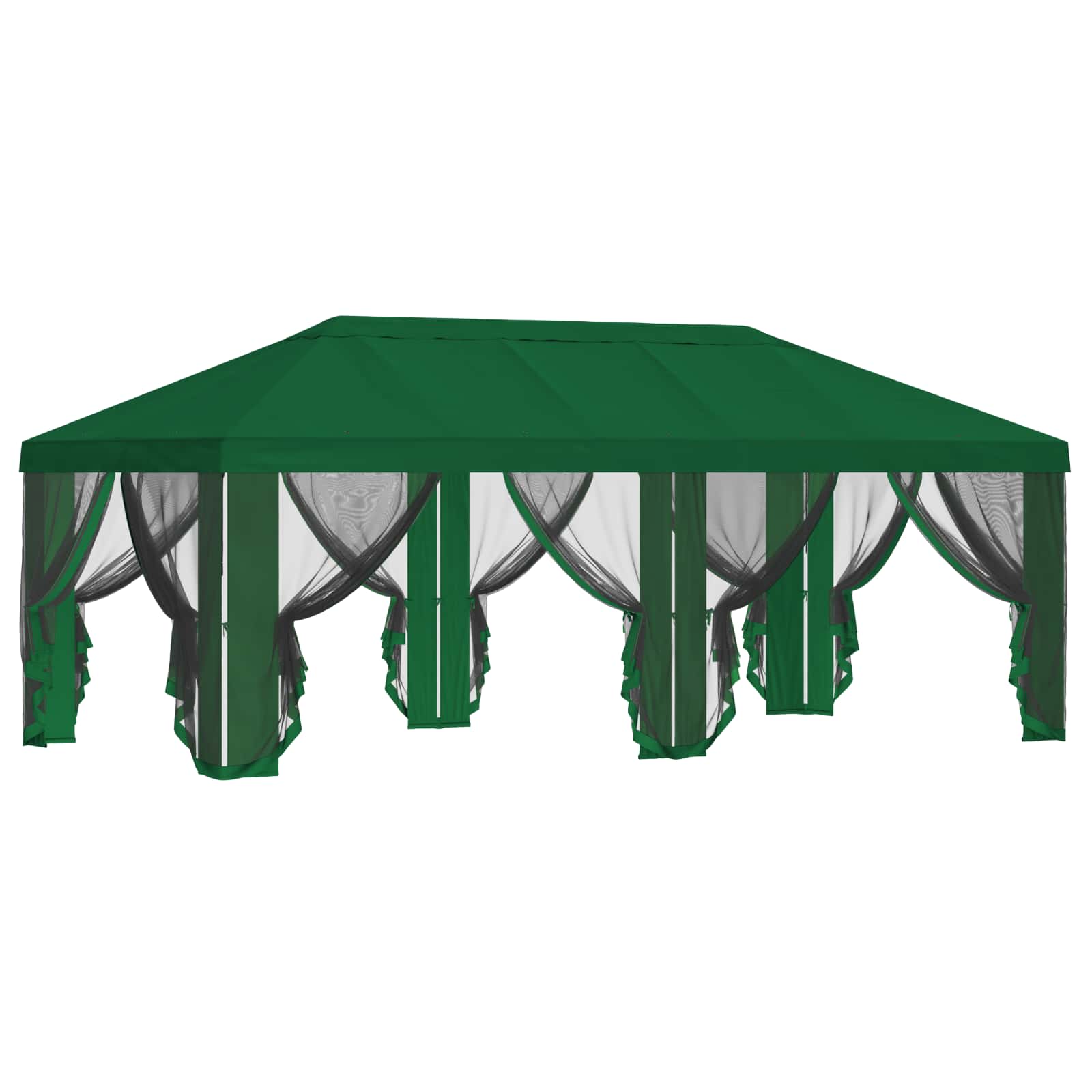 Gazebo Hoes met Zijwanden 6 x 3 m Groen Polyester 190 gsm